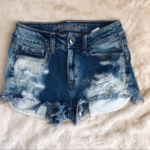 Distressed AE jean shorts